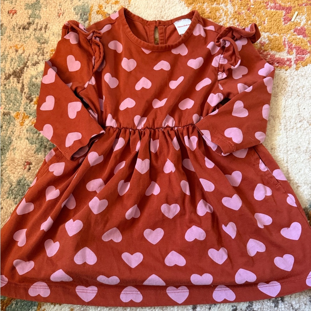 Hanna Andersson Rust and Pink Heart Dress